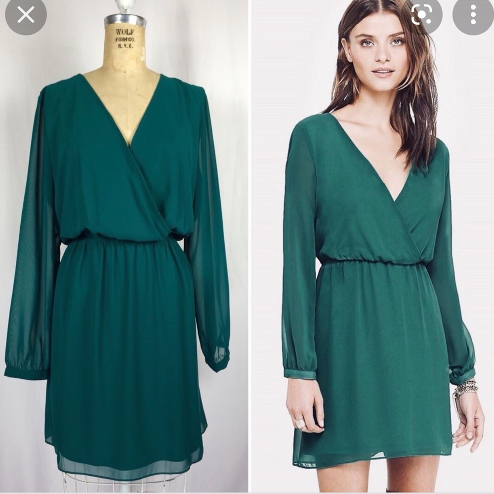 Express Emerald Green Long Sleeve Dress XS